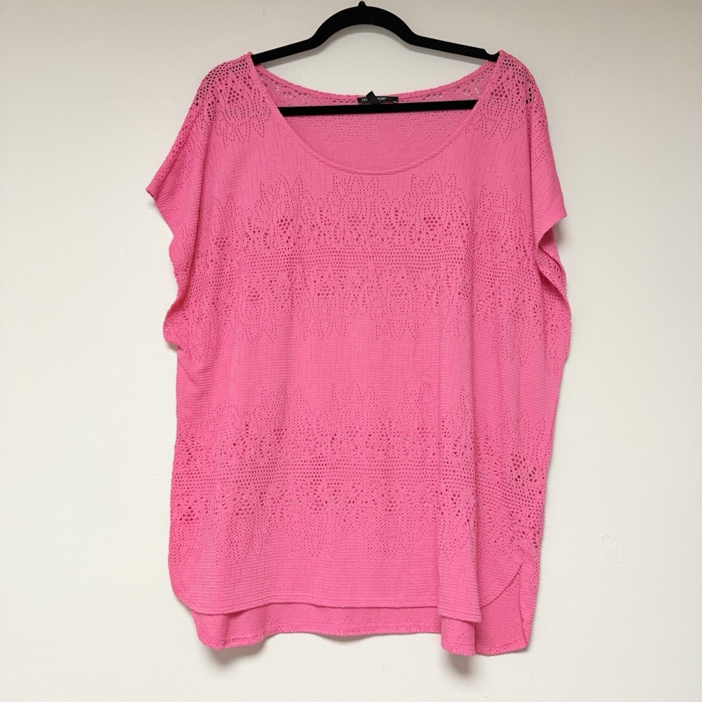 Chaus Sport Women's Pink Crochet Blouse Size 2X